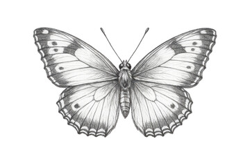 Obraz premium Pencil Drawing of a Butterfly on a transparent background, Realistic Art