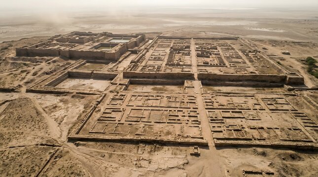 Dholavira Urban Planning archaeological site in desert landscape