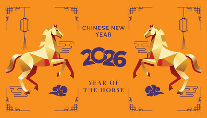 Chinese new year 2026 background, Happy new year 2026 vector art and illustration. For greeting card or banner.	