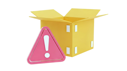 Warning Sign and Open Cardboard Box