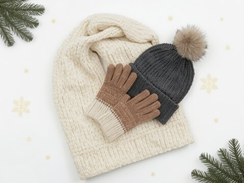 Cozy winter accessories set - Powered by Adobe