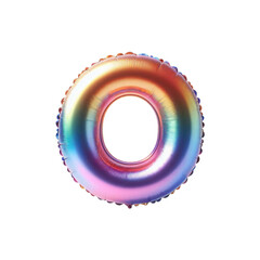 3D Iridescent Rainbow Foil Balloon Letter O Isolated on White Background