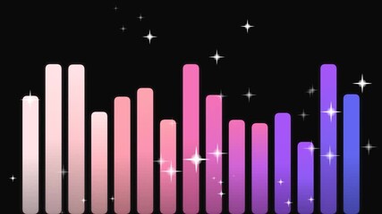 Equalizer with sparkly stars against black background, ideal for musicthemed designs, promotional materials, and vibrant party decorations.