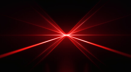 Red laser light on a black background 