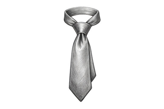 Pencil-drawn necktie on transparent background, elegant monochrome art