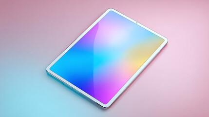 A modern tablet displaying a gradient-colored screen