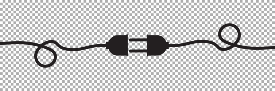 Electric socket with a plug. Connection and disconnection concept. Concept of 404 error connection.Electric plug and outlet socket unplugged.Wire,cable of energy disconnect vector illustration. eps 10