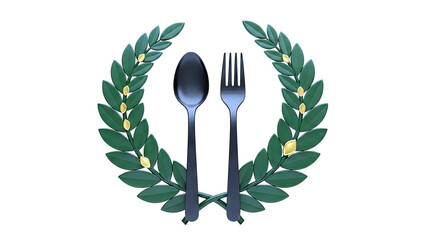 Laurel Wreath with Spoon and Fork