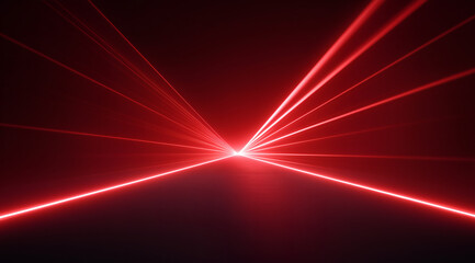 Red laser light on a black background 
