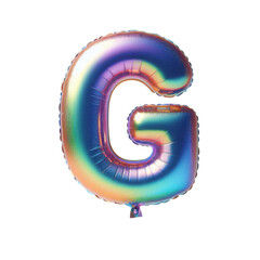 3D Iridescent Rainbow Foil Balloon Letter G Isolated on White Background