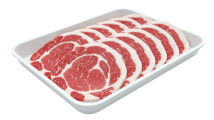 Sliced Raw Pork Shoulder in White Tray