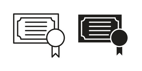 Diploma icons on white background - editable stroke vector illustration for web and mobile