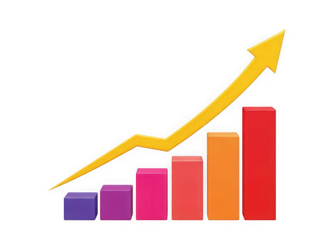 Growing bar graph arrow icon isolated on transparent background
