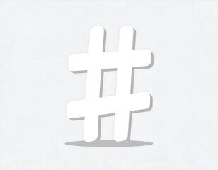 Obraz premium A large white hashtag symbol on a light gray background