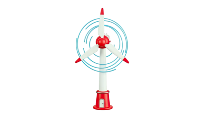 Stylized Wind Turbine with Blue Energy Rings