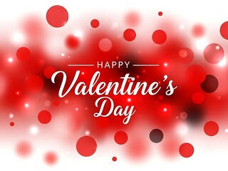 Happy valentine's day greeting with red hearts and bokeh effect