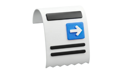 Receipt with Right Arrow Icon 3D Icon