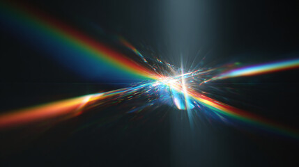 A beautiful rainbow light refraction and dispersion effect with multiple colors. This image presents abstract art