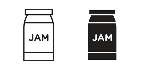Jam icons on white background - editable stroke vector illustration for web and mobile