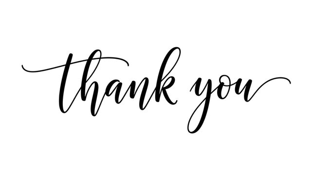 Elegant cursive thank you typography for wedding cards and appreciation