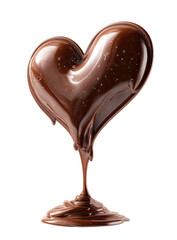 Chocolate heart form, dripping, dark glossy, on black
