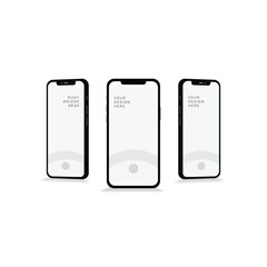 Realistic smartphone mockup. perspective mobile phone mockup with blank screen, Vector illustration