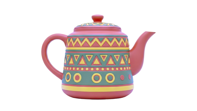 Tribal Patterned Orange Teapot - Powered by Adobe