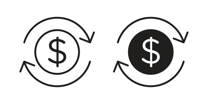Money exchange icons on white background - editable stroke vector illustration for web and mobile