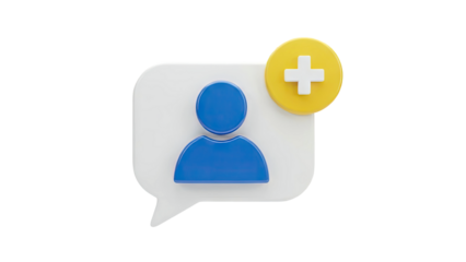 3D Icon: User chat bubble with plus symbol