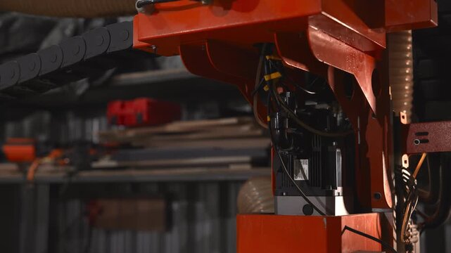 Robotic Assembly Details, Precision Viewed Perspective Of Robot With Cables And Mechanical Parts . Media