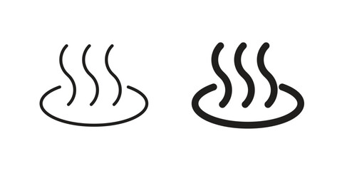 Onsen icons on white background - editable stroke vector illustration for web and mobile