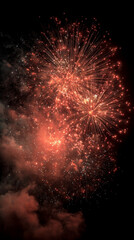 Fire works orange color tone black backgroud , celebration epic background image.