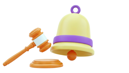 3D Gavel and Bell Icon