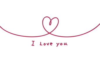 シンプルな赤色のハートマークと赤の文字