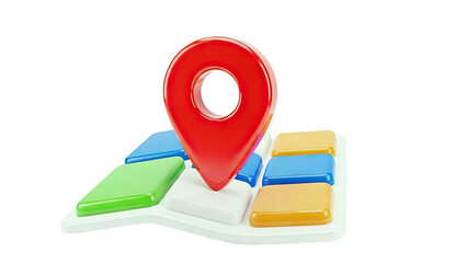 3D Red Map Pin on Colorful Abstract Map