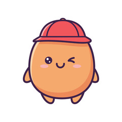 Cute Cartoon Character Wearing Red Cap Illustration