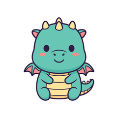 Obraz premium Adorable Cartoon Dragon Illustration