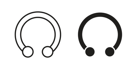 Piercing icons on white background - editable stroke vector illustration for web and mobile