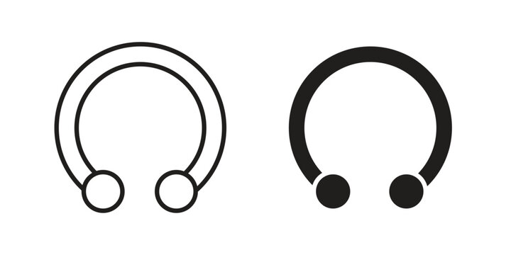 Piercing icons on white background - editable stroke vector illustration for web and mobile