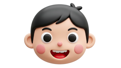 Happy 3D Cartoon Boy Face