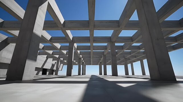 Industrial Building Framework Construction Under Open Sky.