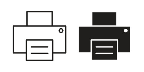 Print icons on white background - editable stroke vector illustration for web and mobile