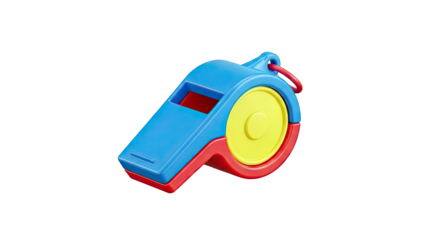Blue, Red, and Yellow Plastic Whistle