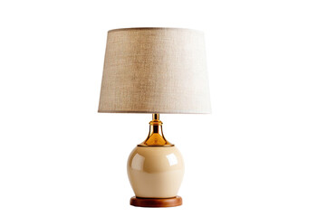 Cream lamp w/ beige shade. Dark base. Elegant