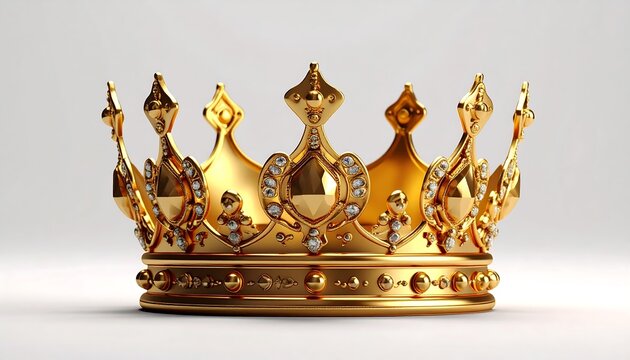 A luxurious gold crown with intricate designs and gems