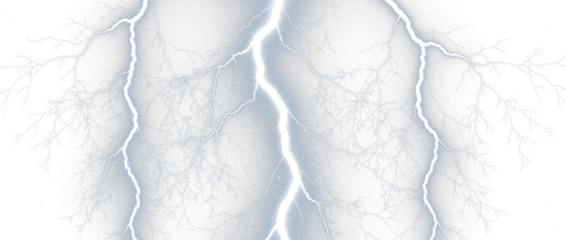 Lightning bolt with a bright white background creating a striking visual contrast and dynamic energy isolated on white