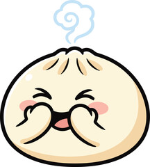 Bao Bun Character Sticker | Cute Steamed Dumpling Vector | Kawaii Dim Sum Emoji