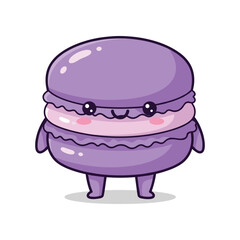 Adorable Purple Macaron Cartoon Character Illustration