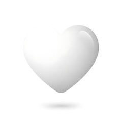 Single White Heart Shape Isolated on Transparent Background
