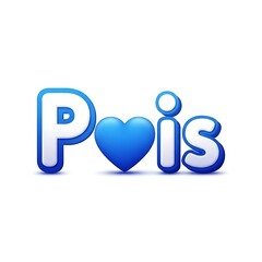 Blue Poison Text with Heart Symbol for Design